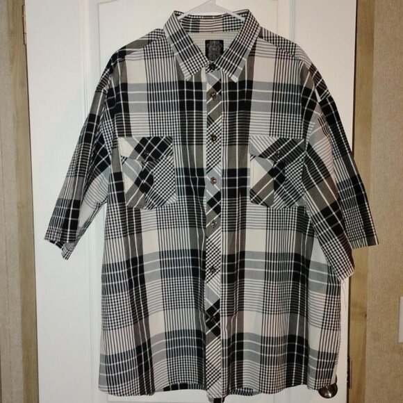 Men's Sz 5X NOIZ button up black & white plaid - Picture 1 of 4